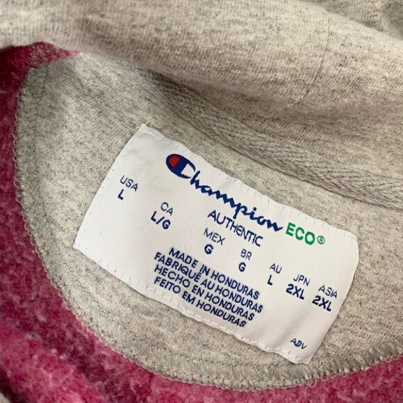 Champion Reverse Weave Sweatshirt Cropped Hoodie Sweater Raw Hem Purple Large - Picture 9 of 12